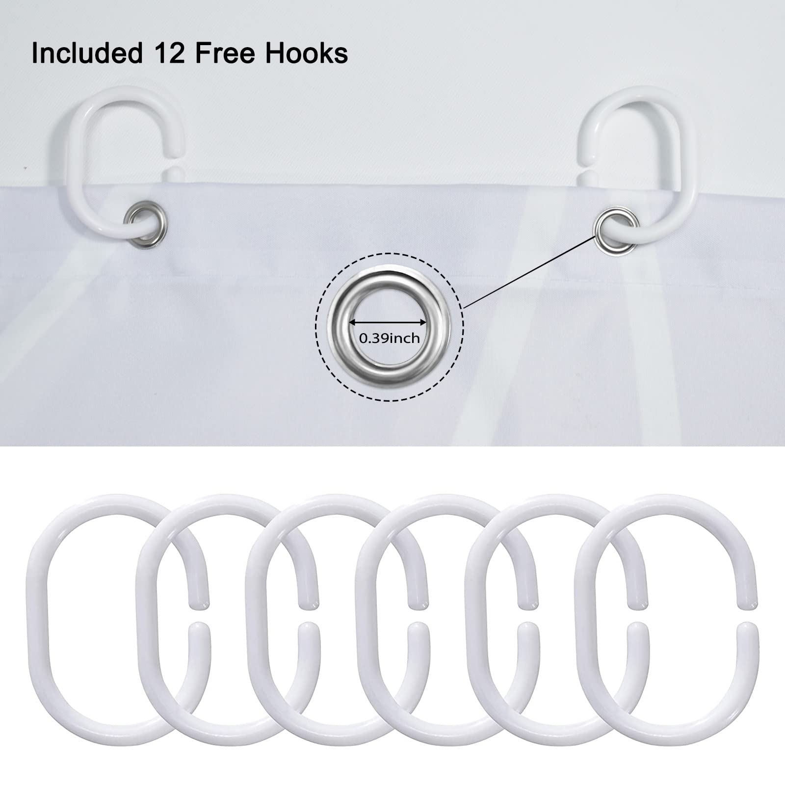 Punkray Ombre Purple Shower Curtain For Bathroom With Hooks,White Shower Curtain Set,Stripe Bath Curtains Decorative Shower Curt